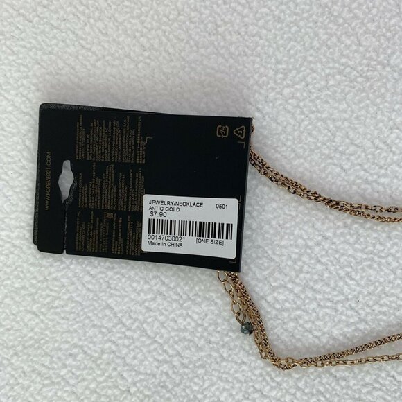 Forever 21 Necklace Gold Tone Chain Blue Stone Tassle - Picture 6 of 7